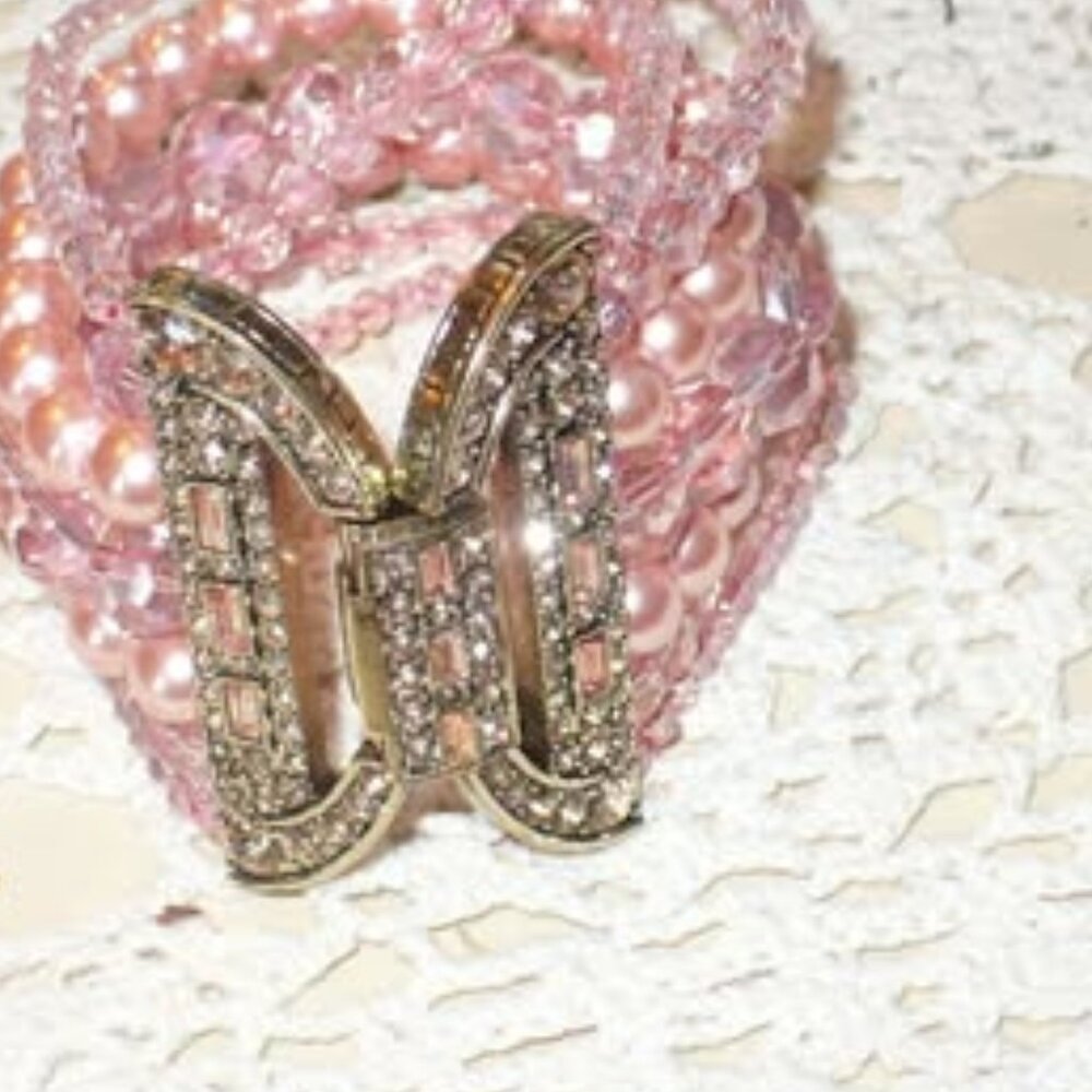 HEIDI  BEAD IT BRACELET - PINK/PEACH SIZE S/M NEW IN GOLD BOX